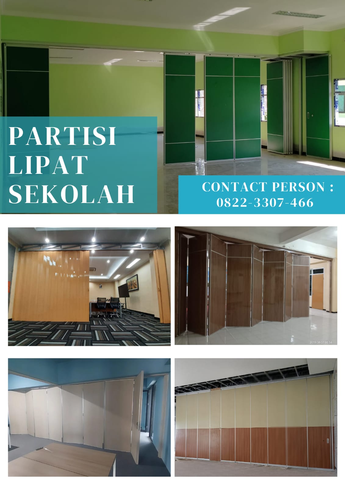 Partisi Lipat Sekolahan SD, SMP, MIN, MAN, MTS, SMA, SMK,